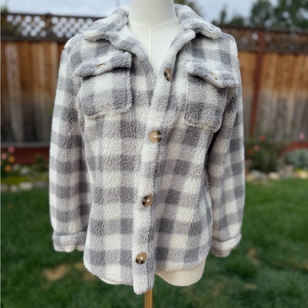 Art Class Girls Plaid Sherpa Jacket
